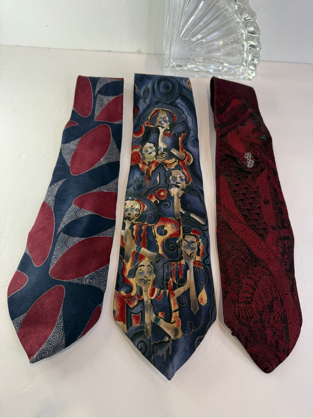 Vintage Designer Art Necktie Lot of 3 Silk Abstract Novelty Gallery Wear